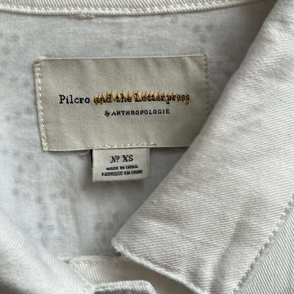 Pilcro and the Letterpress by Anthropologie White Eyelet Denim Jacket Size XS - Picture 9 of 12